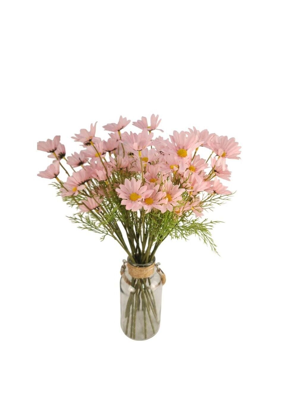 Blush Pink Faux Daisy Stem 20 Inch Artificial Wildflower Set of 6 Farmhouse Flor - Picture 7 of 10